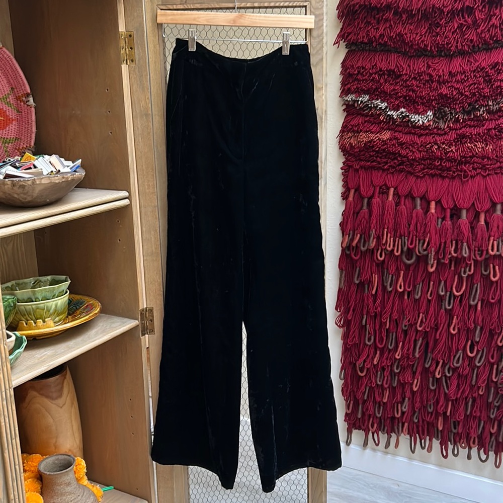Good American Black Velvet Wide Leg Pants
